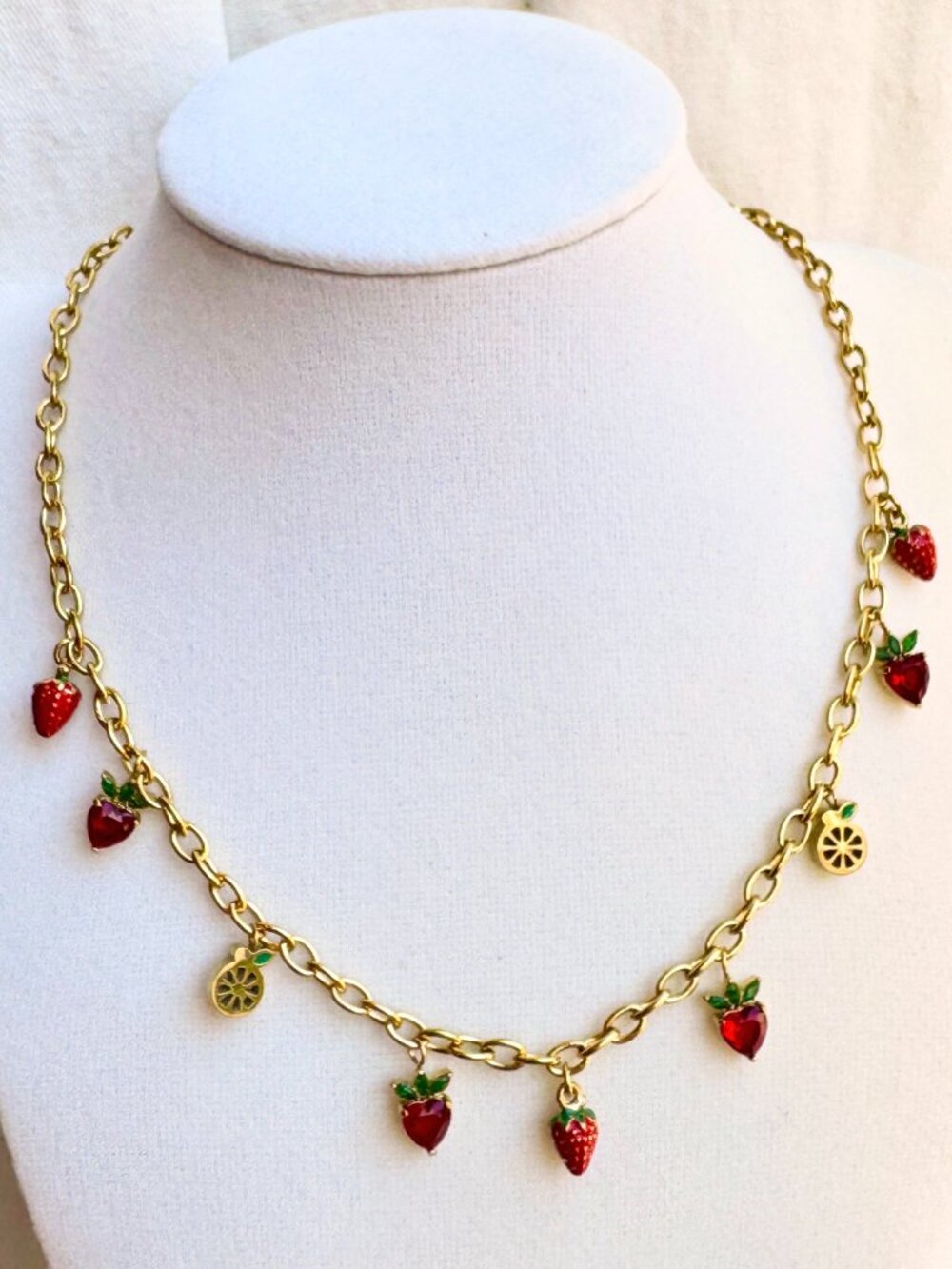 14k Laminated Stainless Steel Fruit Charm Chain Necklace